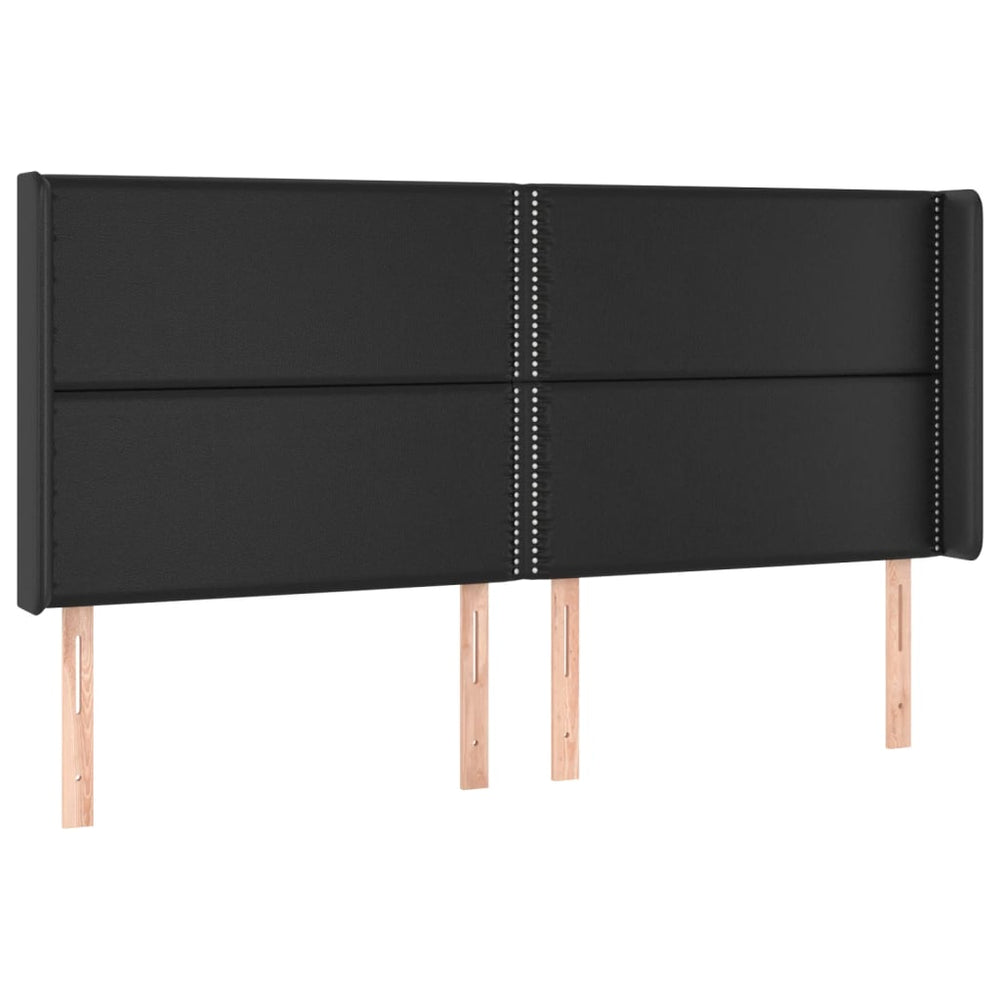 vidaXL Wingback Headboard Black 183x16x118/128 cm Faux Leather