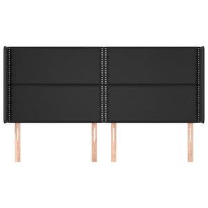 vidaXL Wingback Headboard Black 183x16x118/128 cm Faux Leather