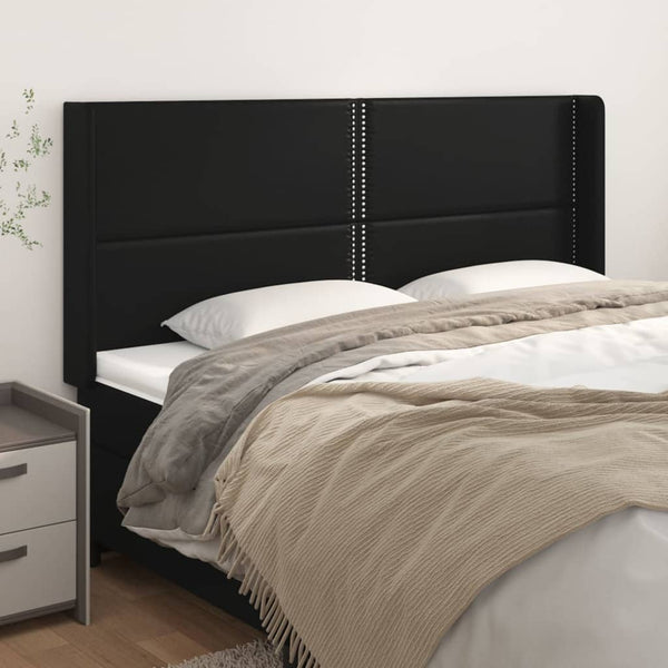 vidaXL Wingback Headboard Black 183x16x118/128 cm Faux Leather