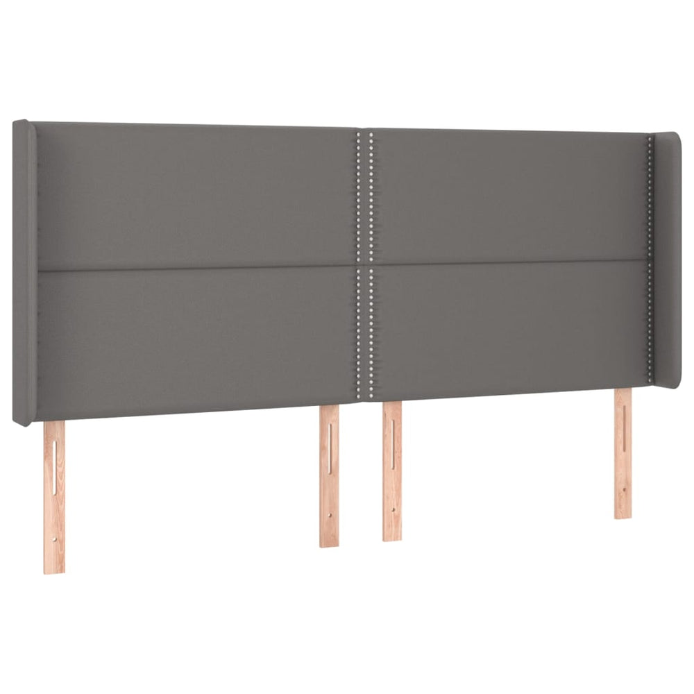 vidaXL Headboard with Wings Grey 183x16x118/128 cm Faux Leather