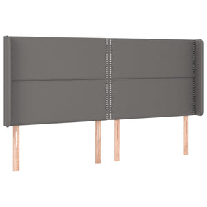 vidaXL Headboard with Wings Grey 183x16x118/128 cm Faux Leather
