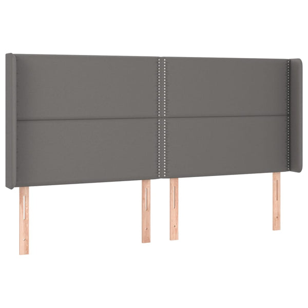 vidaXL Headboard with Wings Grey 183x16x118/128 cm Faux Leather