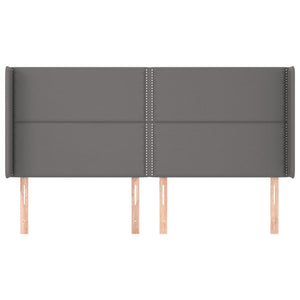 vidaXL Headboard with Wings Grey 183x16x118/128 cm Faux Leather