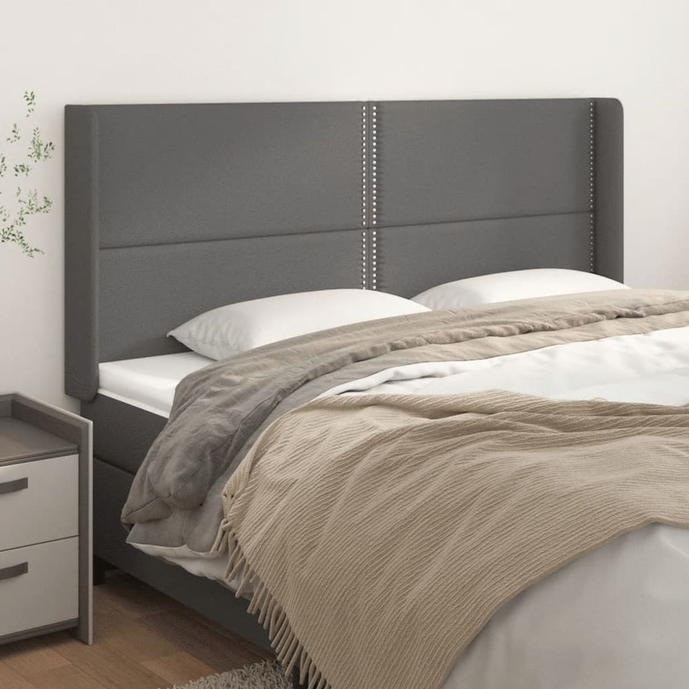 vidaXL Headboard with Wings Grey 183x16x118/128 cm Faux Leather