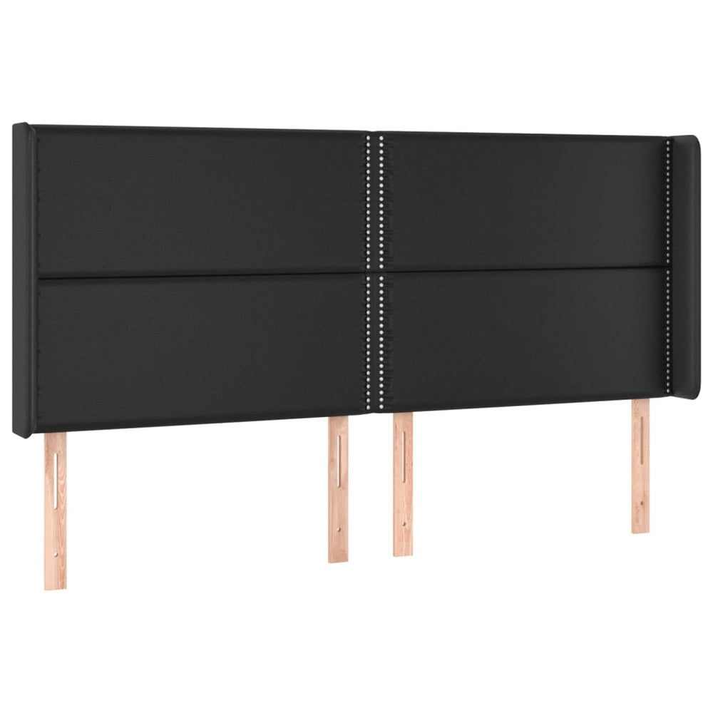 vidaXL Wingback Headboard Black 203x16x118/128 cm Faux Leather