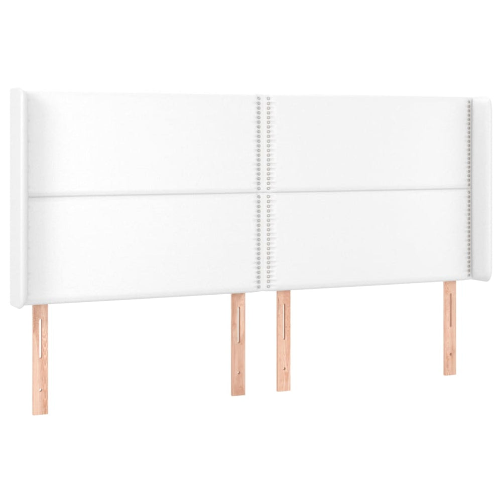 vidaXL Wingback Headboard White 203x16x118/128 cm Faux Leather