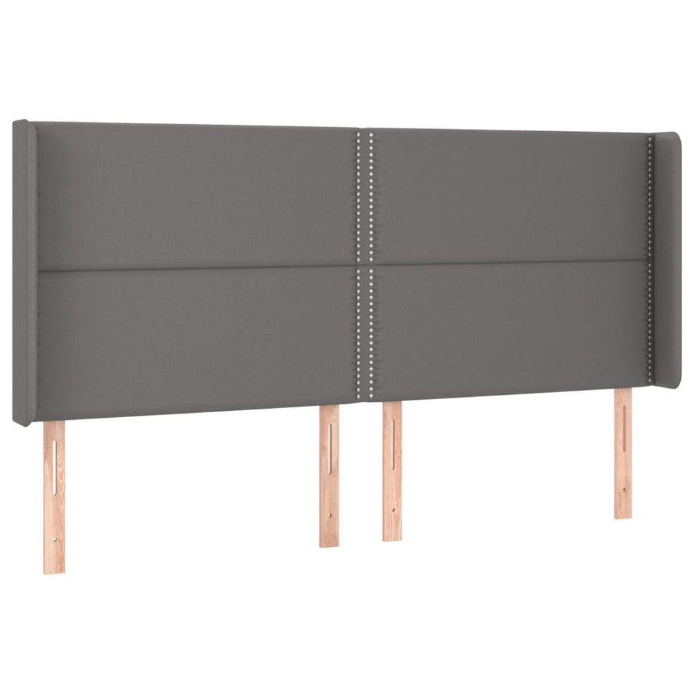 vidaXL Wingback Headboard Grey 203x16x118/128 cm Faux Leather