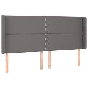 vidaXL Wingback Headboard Grey 203x16x118/128 cm Faux Leather