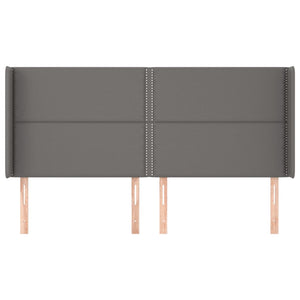 vidaXL Wingback Headboard Grey 203x16x118/128 cm Faux Leather