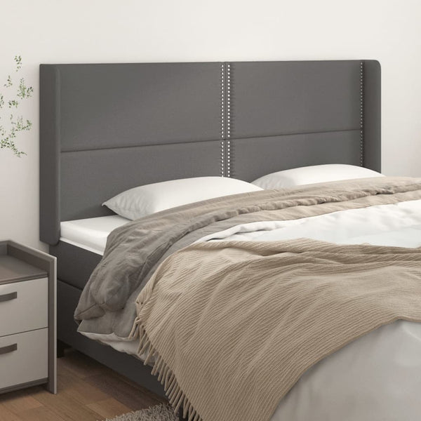 vidaXL Wingback Headboard Grey 203x16x118/128 cm Faux Leather