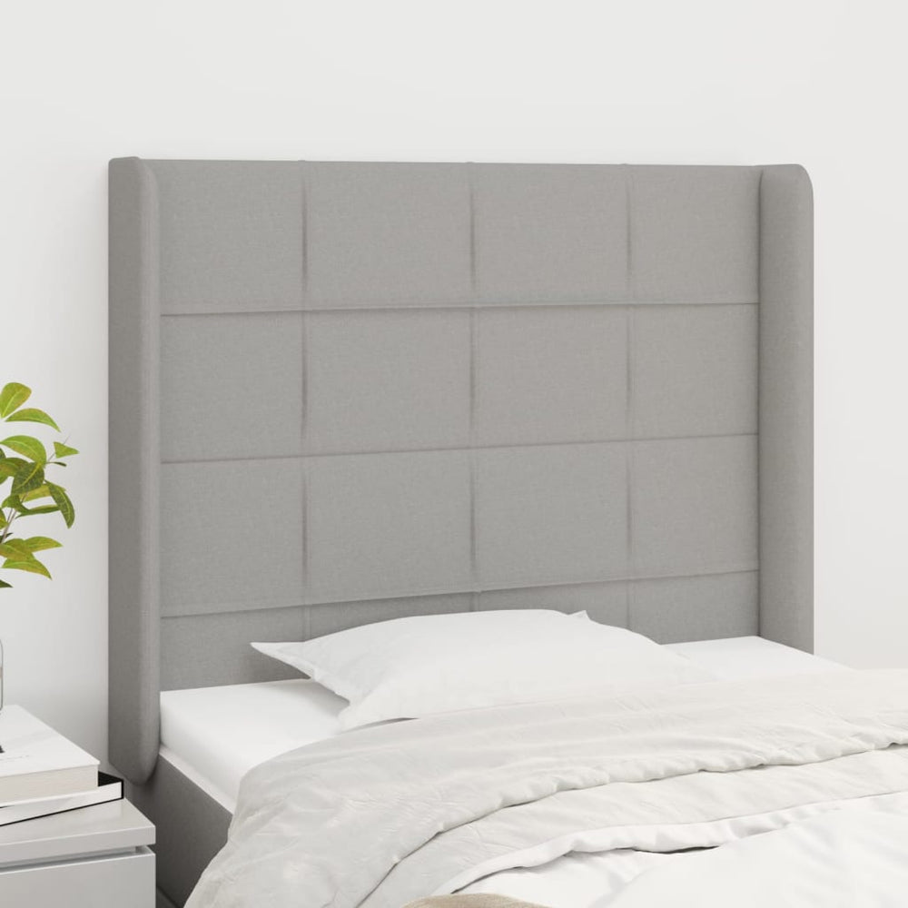 vidaXL Wingback Headboard Light Grey 83x16x118/128 cm Fabric