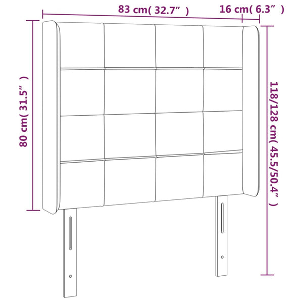 vidaXL Wingback Headboard Dark Grey 83x16x118/128 cm Fabric