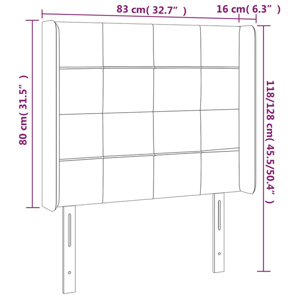 vidaXL Wingback Headboard Black 83x16x118/128 cm Fabric