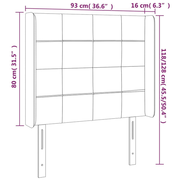 vidaXL Wingback Headboard Light Grey 93x16x118/128 cm Fabric