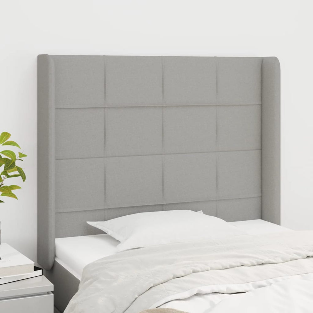 vidaXL Wingback Headboard Light Grey 93x16x118/128 cm Fabric