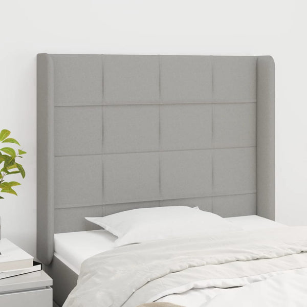vidaXL Wingback Headboard Light Grey 93x16x118/128 cm Fabric