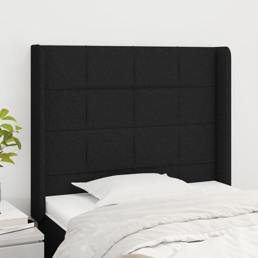vidaXL Wingback Headboard Black 93x16x118/128 cm Fabric
