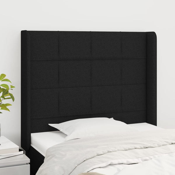 vidaXL Wingback Headboard Black 93x16x118/128 cm Fabric