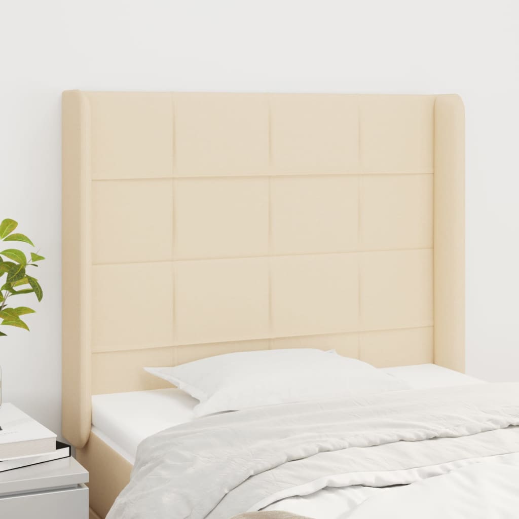 vidaXL Wingback Headboard Cream 103x16x118/128 cm Fabric