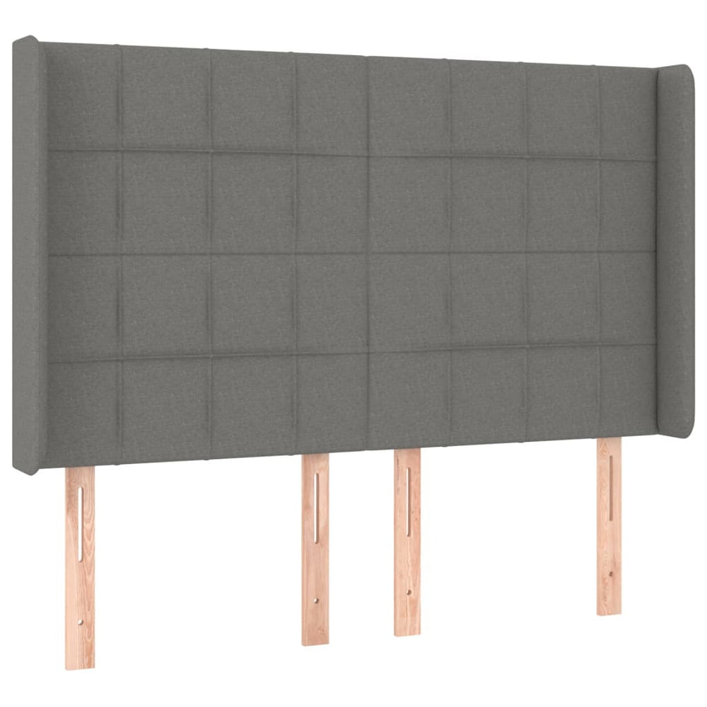 vidaXL Wingback Headboard Dark Grey 147x16x118/128 cm Fabric