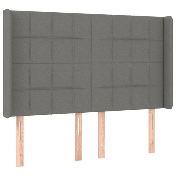 vidaXL Wingback Headboard Dark Grey 147x16x118/128 cm Fabric