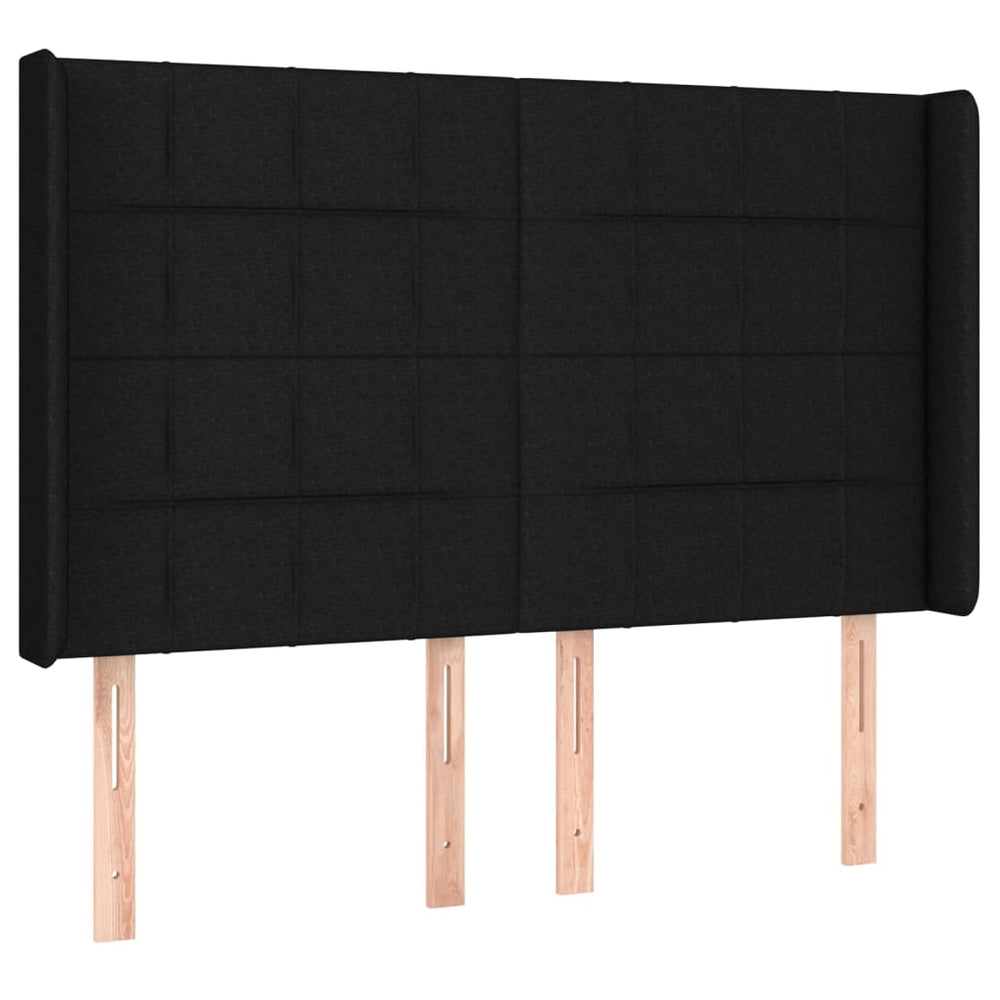 vidaXL Headboard with Wings Black 147x16x118/128 cm Fabric