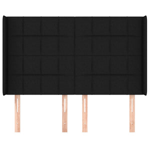 vidaXL Headboard with Wings Black 147x16x118/128 cm Fabric