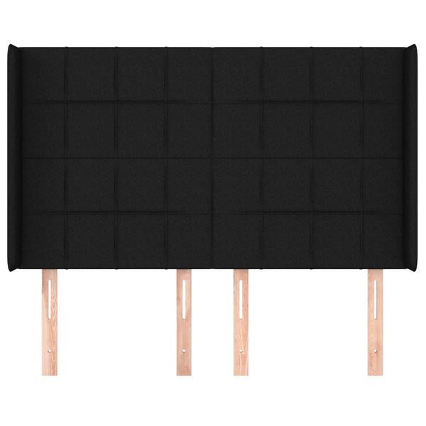 vidaXL Headboard with Wings Black 147x16x118/128 cm Fabric