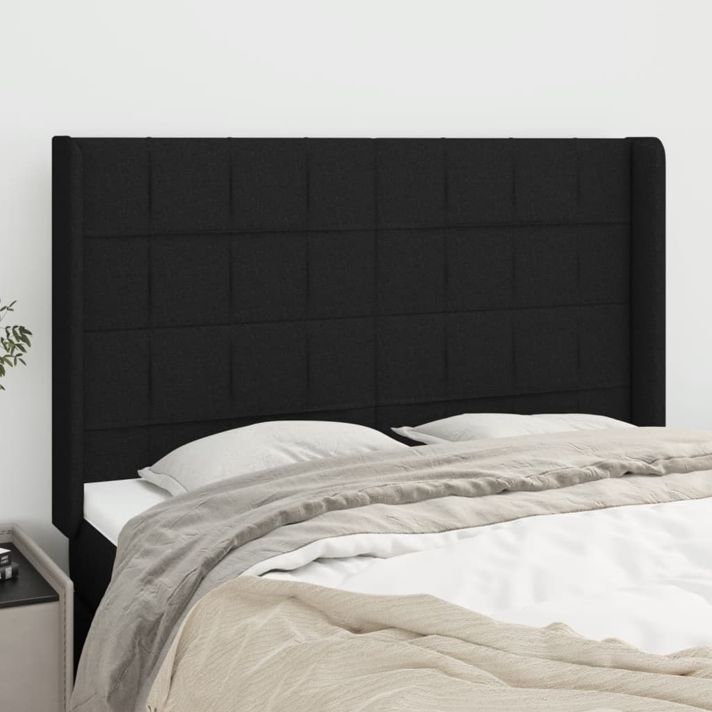 vidaXL Headboard with Wings Black 147x16x118/128 cm Fabric