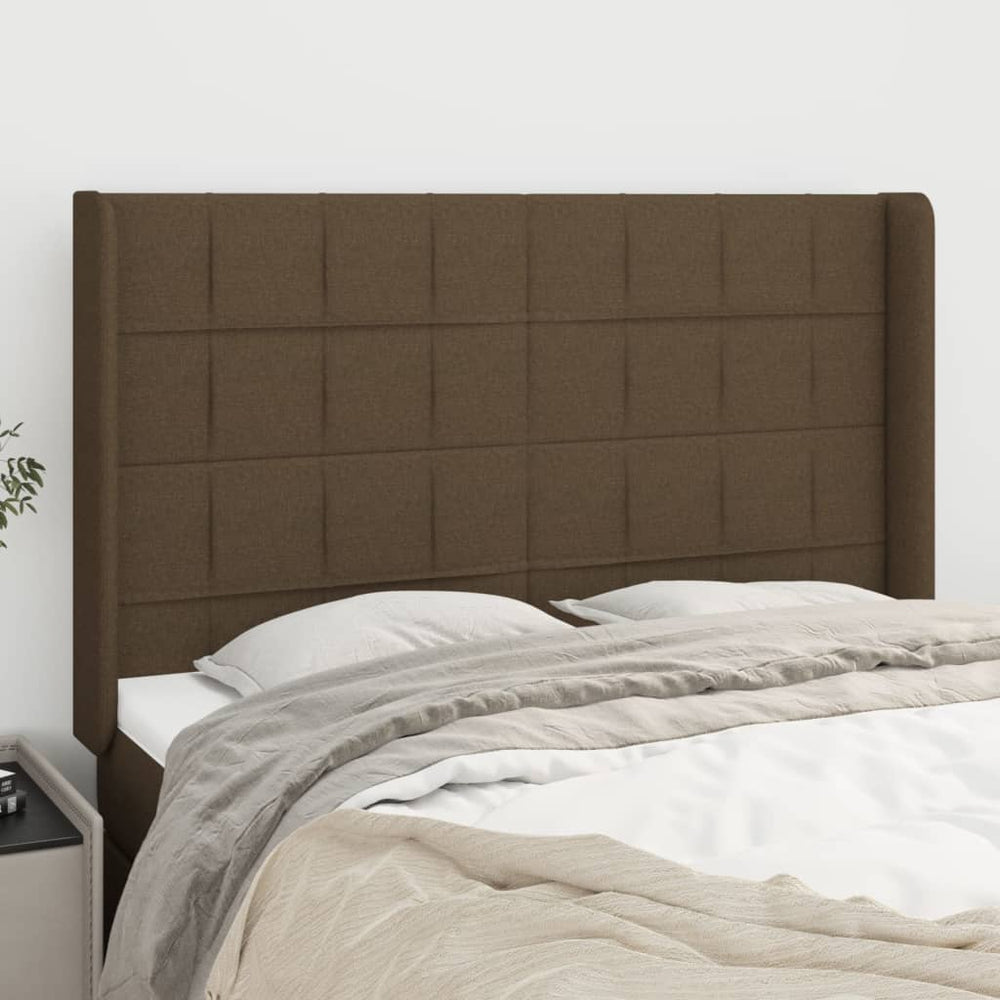 vidaXL Wingback Headboard Dark Brown 147x16x118/128 cm Fabric