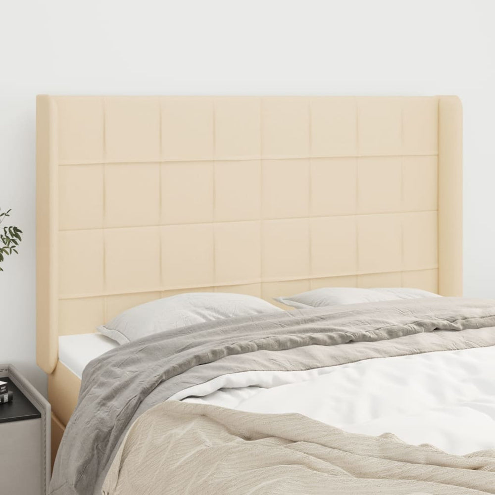 vidaXL Wingback Headboard Cream 147x16x118/128 cm Fabric