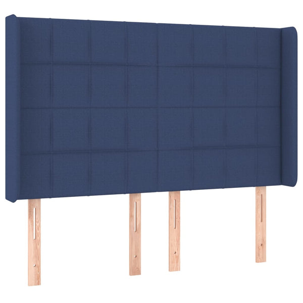vidaXL Wingback Headboard Blue 147x16x118/128 cm Fabric