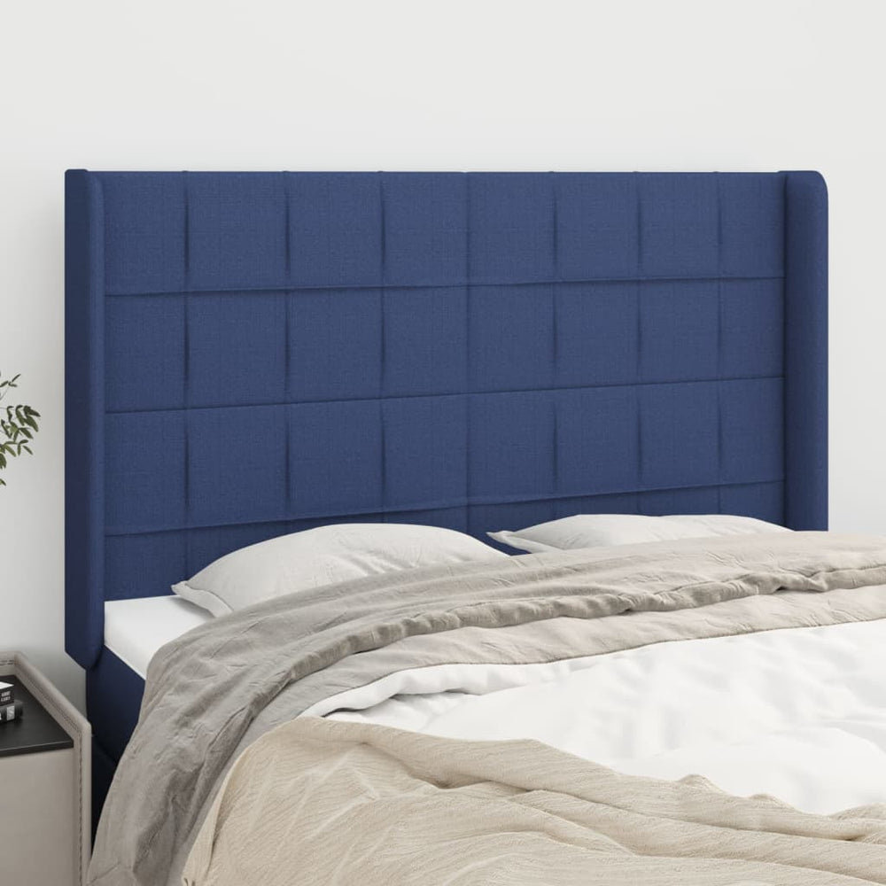 vidaXL Wingback Headboard Blue 147x16x118/128 cm Fabric