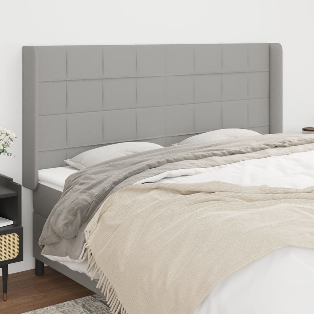 vidaXL Wingback Headboard Light Grey 163x16x118/128 cm Fabric