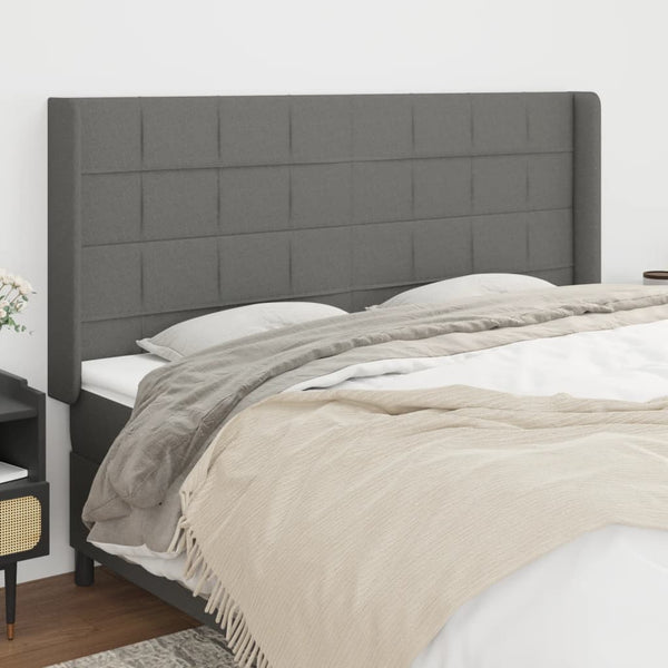 vidaXL Wingback Headboard Dark Grey 163x16x118/128 cm Fabric