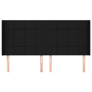 vidaXL Wingback Headboard Black 163x16x118/128 cm Fabric
