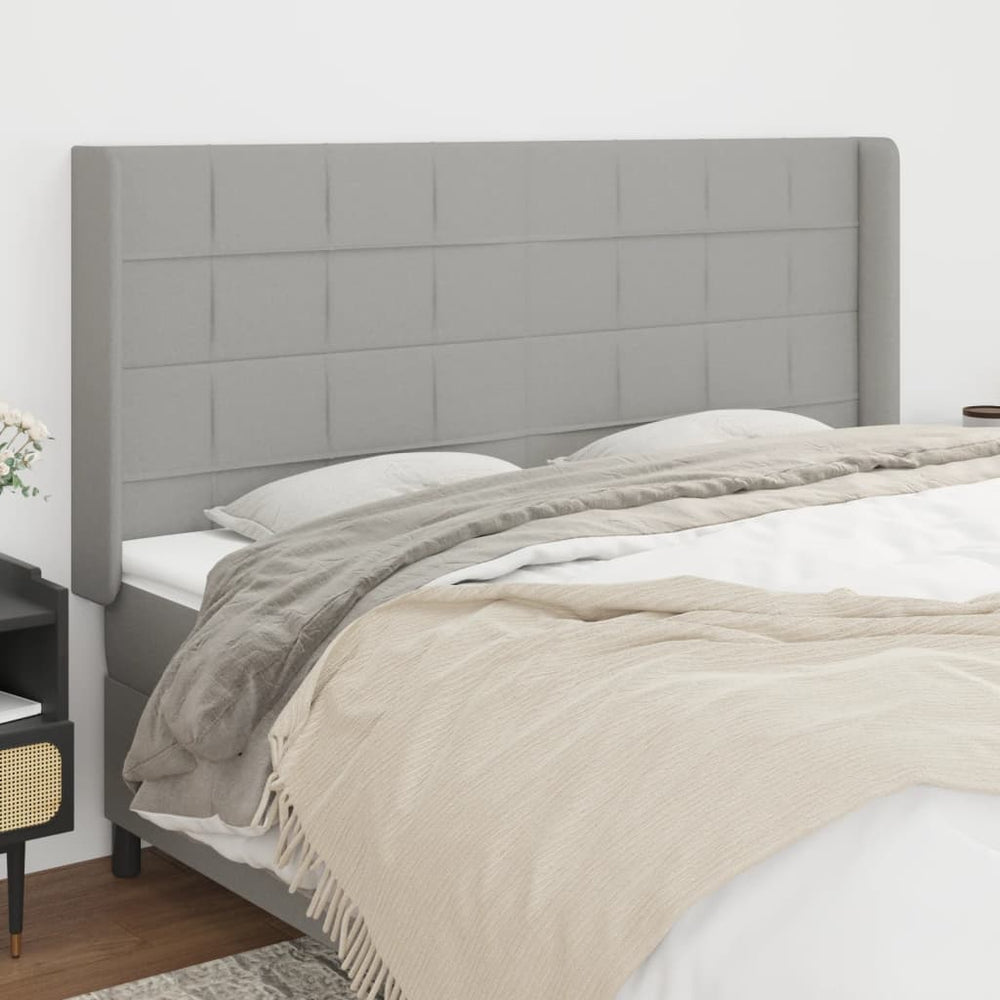 vidaXL Wingback Headboard Light Grey 183x16x118/128 cm Fabric