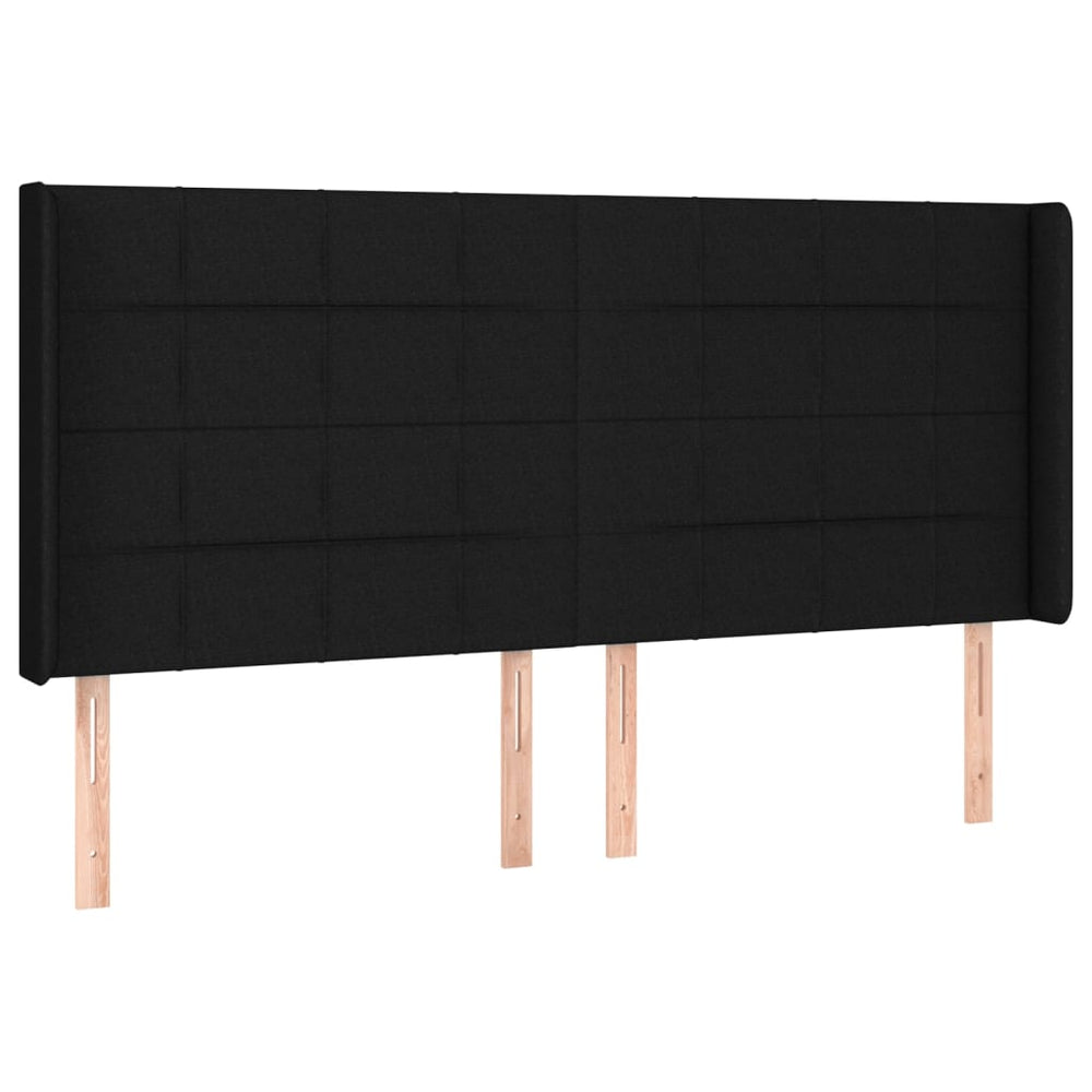 vidaXL Wingback Headboard Black 183x16x118/128 cm Fabric