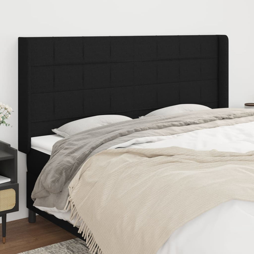 vidaXL Wingback Headboard Black 183x16x118/128 cm Fabric