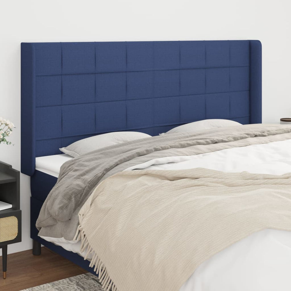 vidaXL Wingback Headboard Blue 183x16x118/128 cm Fabric