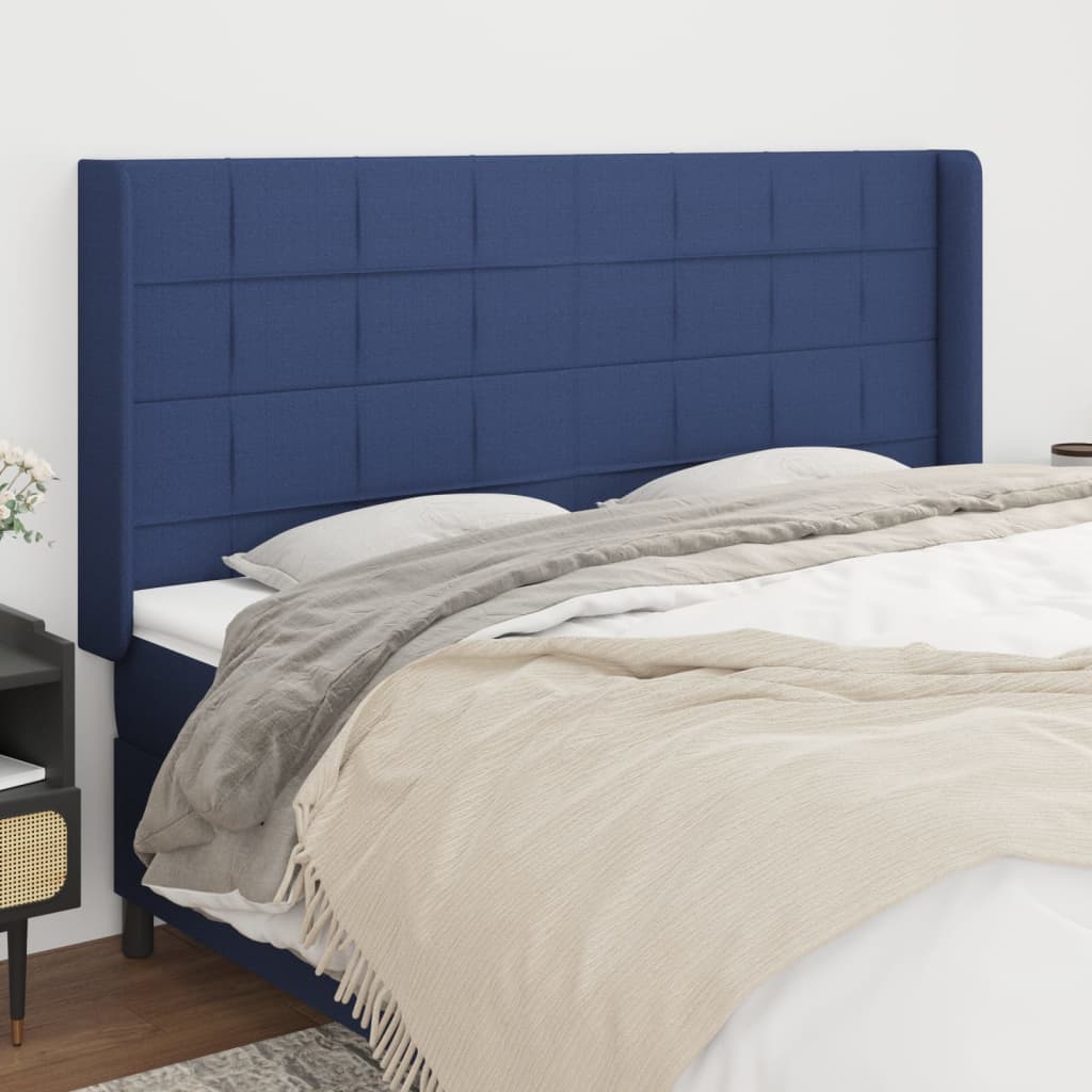 vidaXL Wingback Headboard Blue 183x16x118/128 cm Fabric