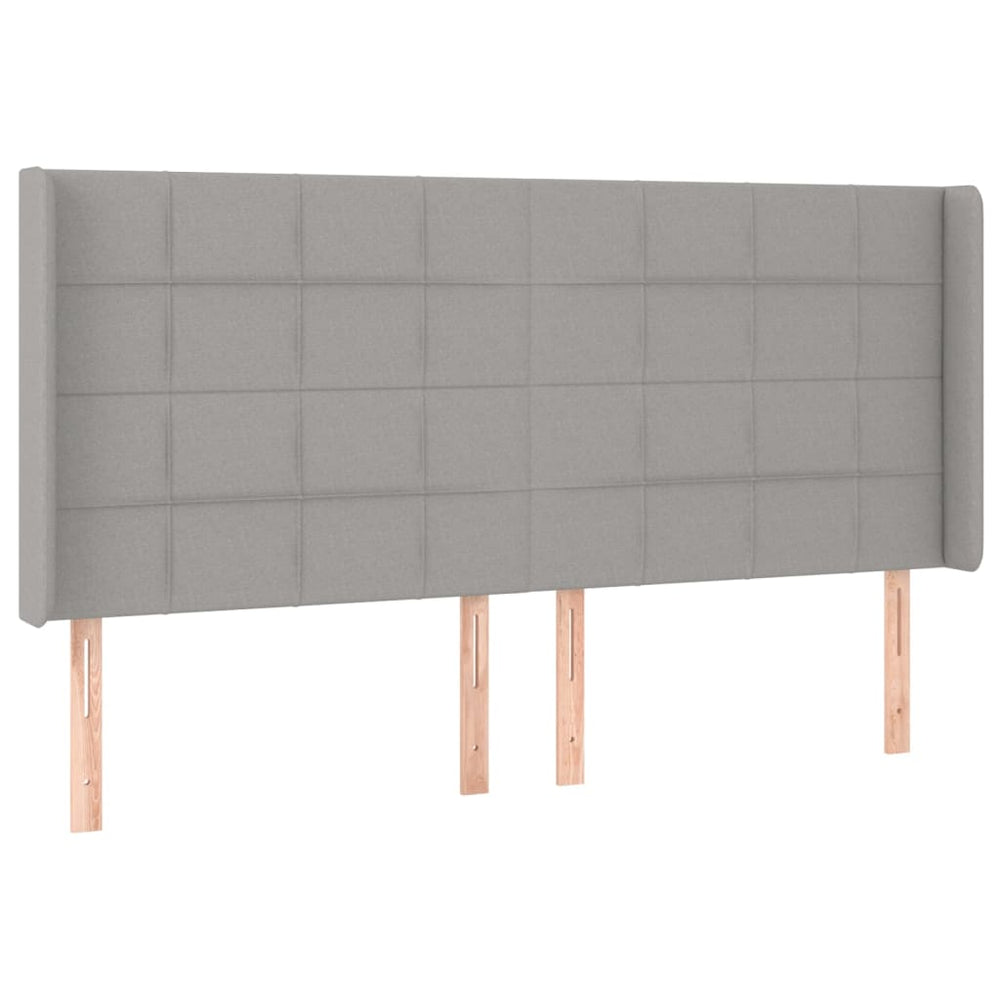 vidaXL Wingback Headboard Light Gray 203x16x118/128 cm Fabric