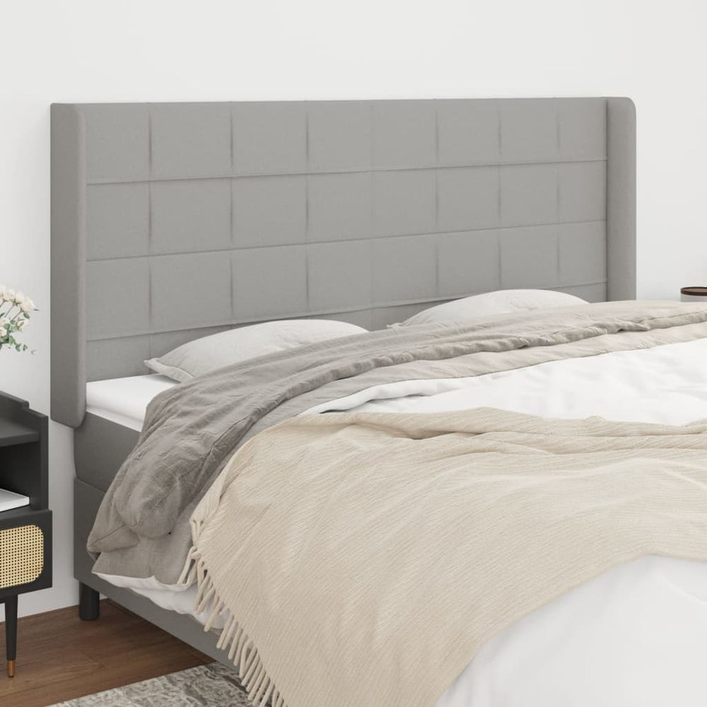 vidaXL Wingback Headboard Light Gray 203x16x118/128 cm Fabric