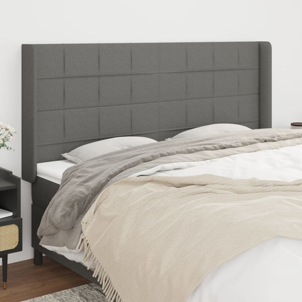 vidaXL Wingback Headboard Dark Gray 203x16x118/128 cm Fabric