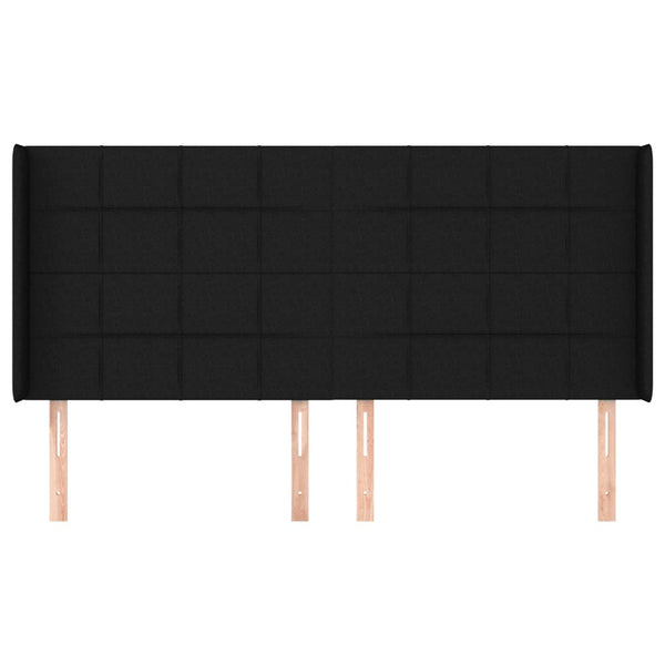 vidaXL Wingback Headboard Black 203x16x118/128 cm Fabric