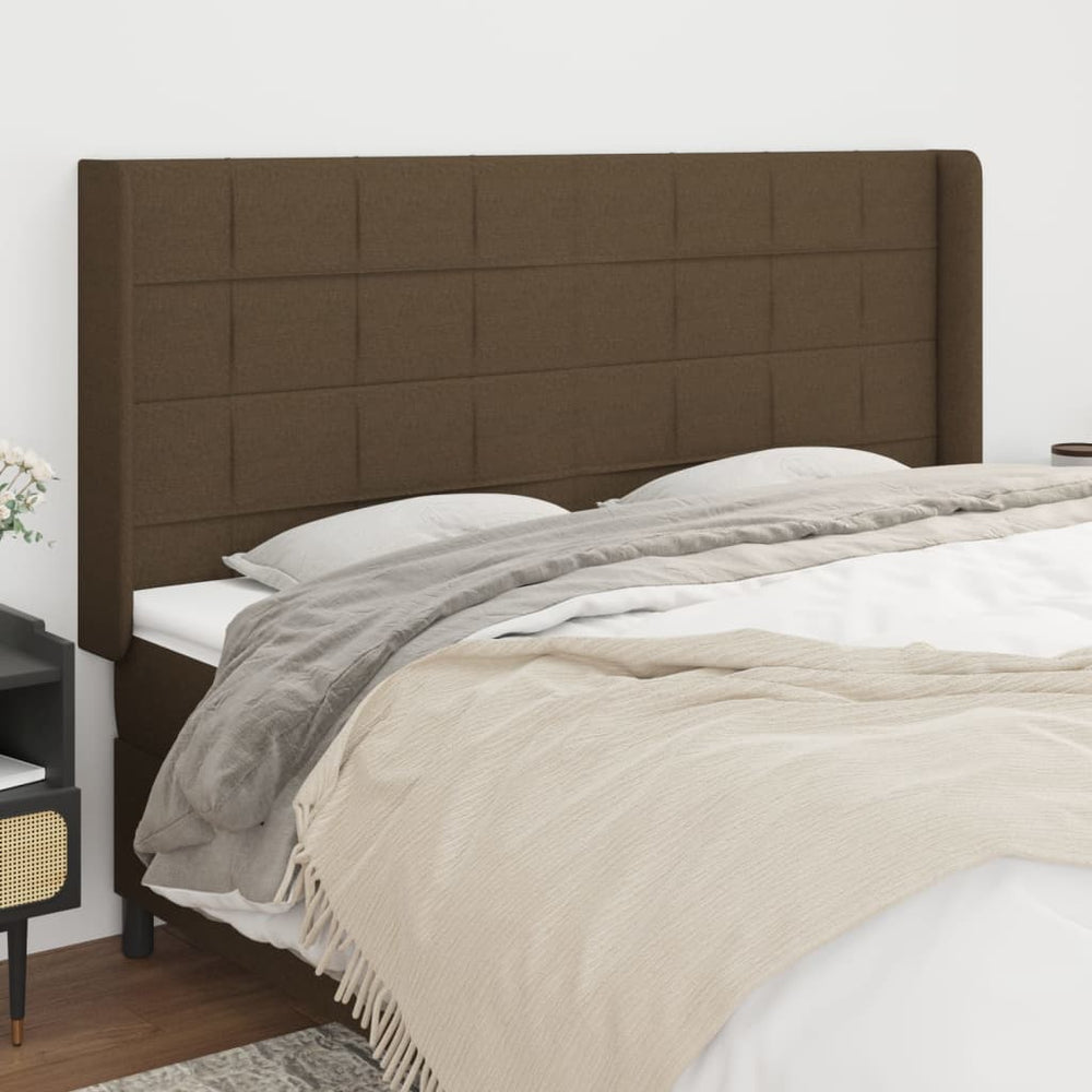 vidaXL Wingback Headboard Dark Brown 203x16x118/128 cm Fabric