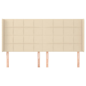vidaXL Headboard with Wings Cream 203x16x118/128 cm Fabric