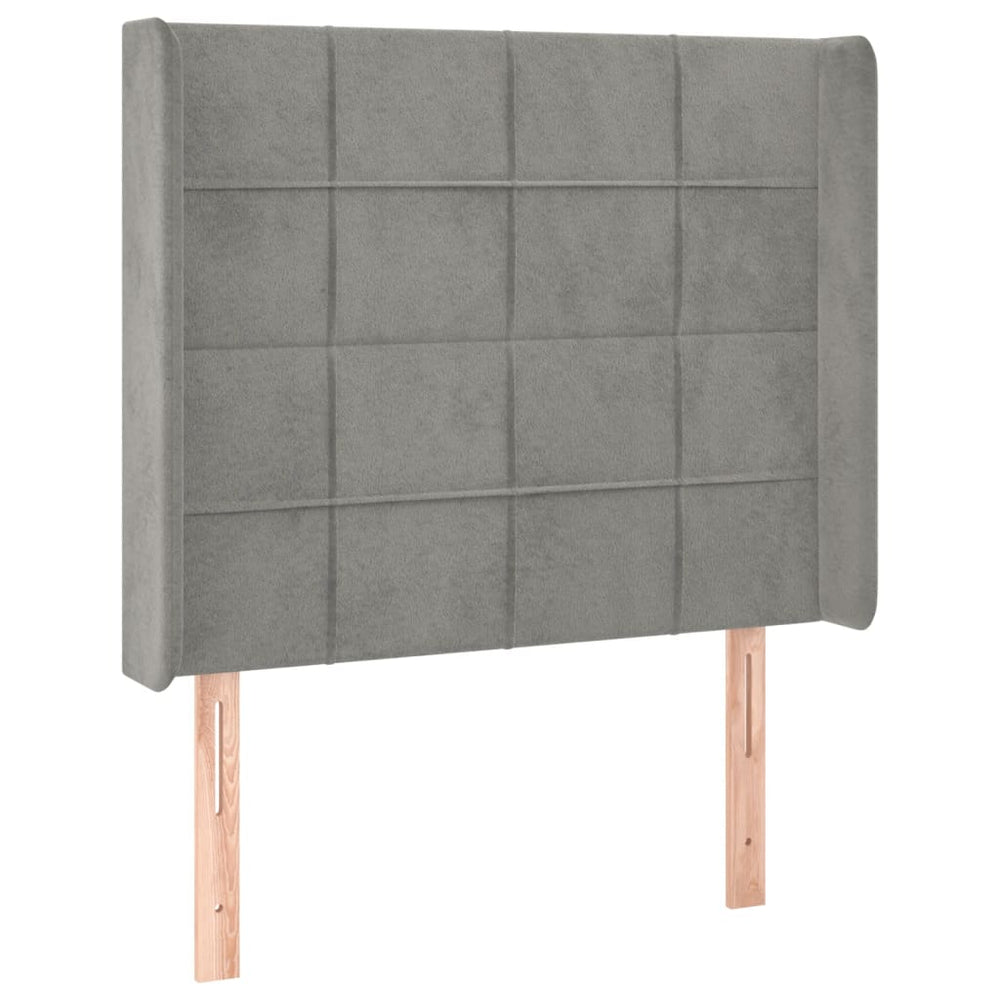 vidaXL Wingback Headboard Light Grey 83x16x118/128 cm Velvet