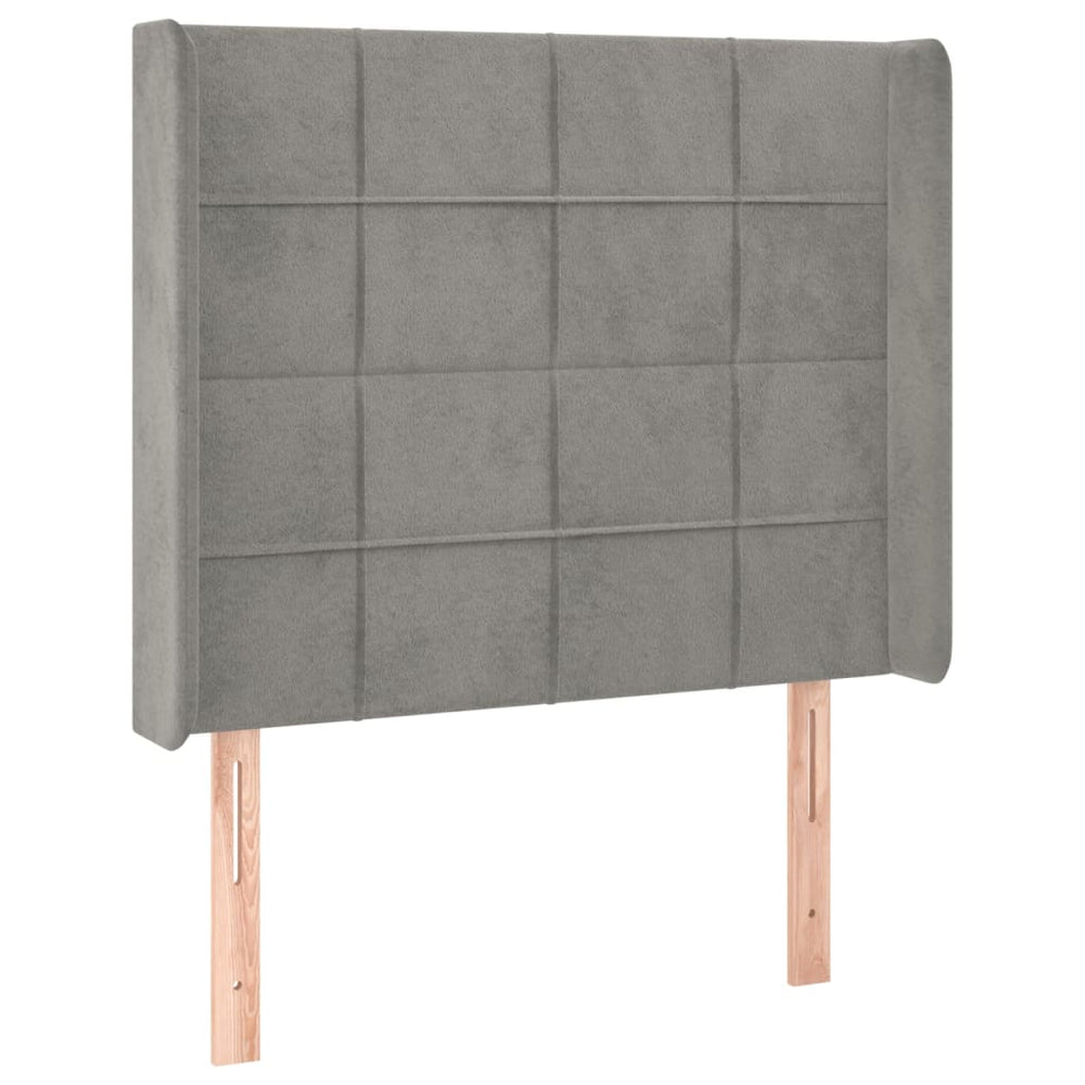 vidaXL Wingback Headboard Light Gray 103x16x118/128 cm Velvet