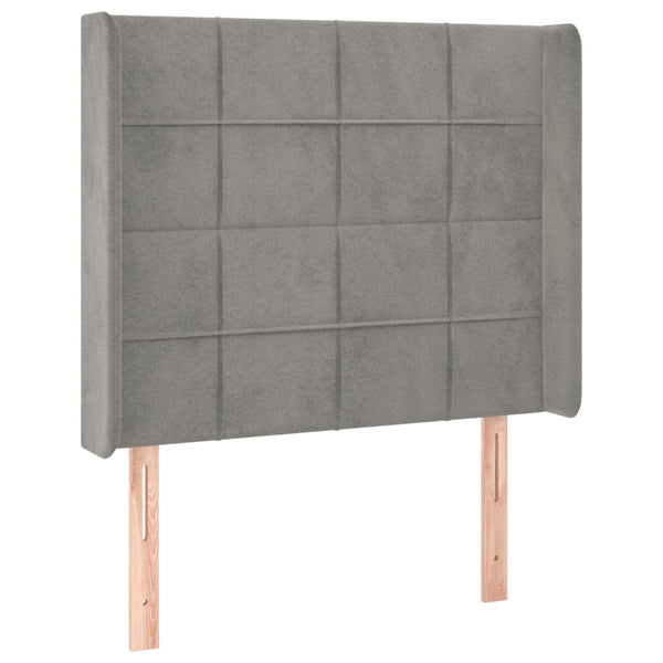 vidaXL Wingback Headboard Light Gray 103x16x118/128 cm Velvet